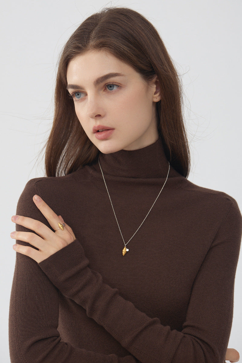 Croissant Coffee Cup Pendant – Sterling Silver