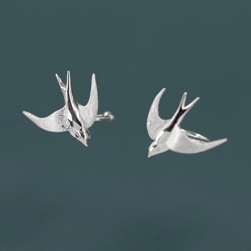 Swallow Minimalist Stud Earrings – Sterling Silver / Gold