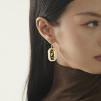 Window Cat Jade Stud Earrings – Sterling Silver / Gold