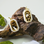 Window Cat Jade Stud Earrings – Silver / Gold