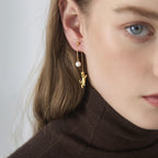 Cat Chasing Moon Pearl Stud Earrings – Sterling Silver