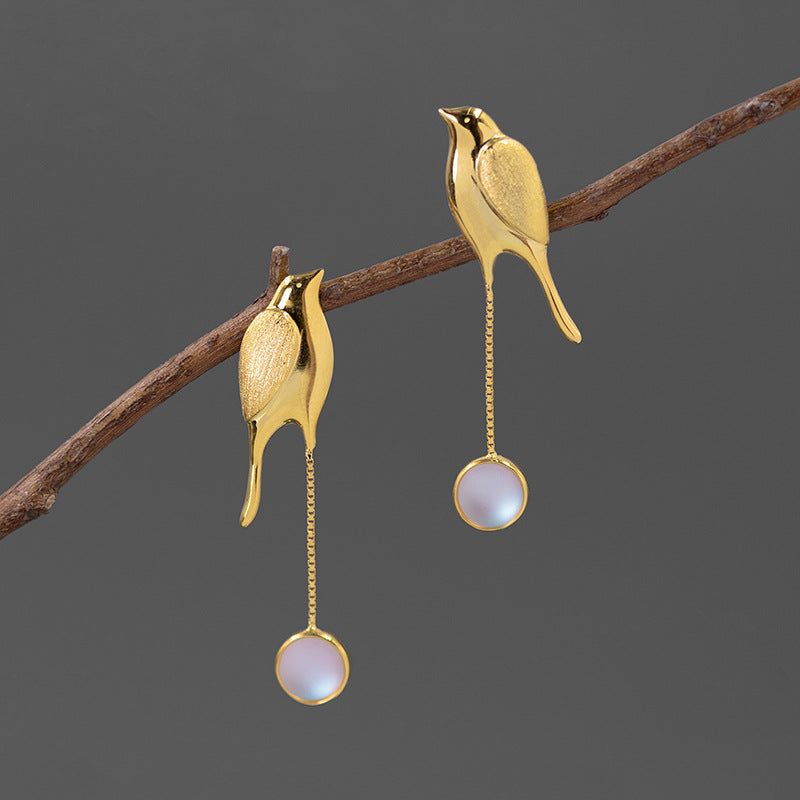 Nightingale Glass Stud Earrings – Sterling Silver / Gold