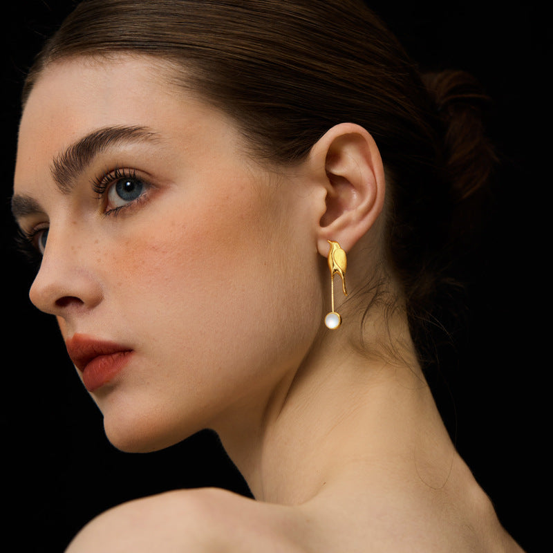 Nightingale Glass Stud Earrings – Sterling Silver / Gold