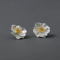 Mohnblumen-Ohrringe "Sommerblüte" – Sterlingsilber / Gold Vermeil
