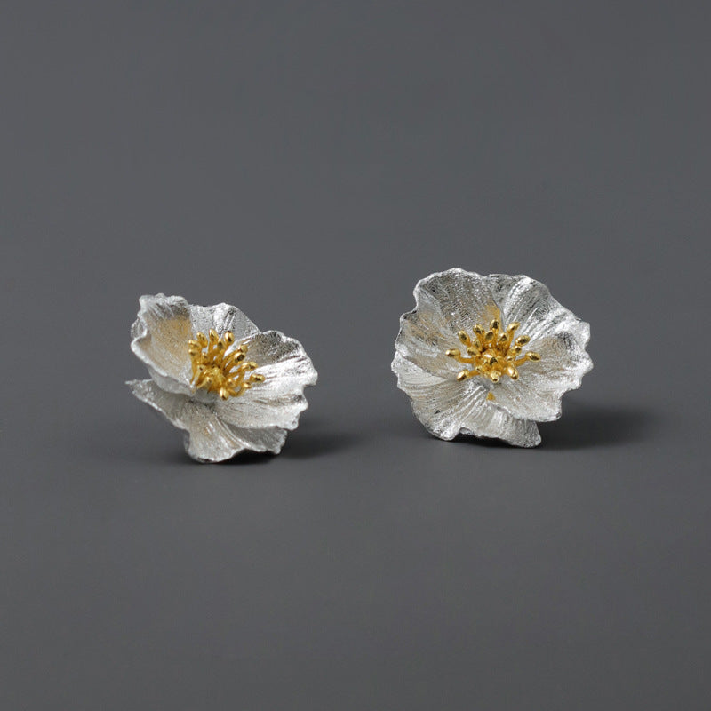 Summer Bloom Poppy Earrings – Sterling Silver / Gold Vermeil