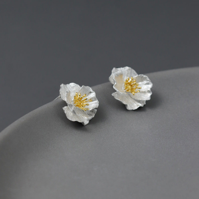 Summer Bloom Poppy Earrings – Sterling Silver / Gold Vermeil