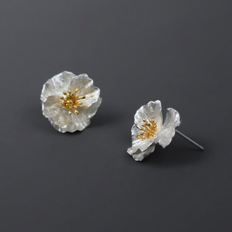 Summer Bloom Poppy Earrings – Sterling Silver / Gold Vermeil