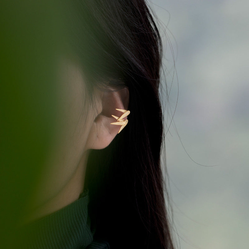 Bamboo Leaf Ear Cuff – Sterling Silver / Gold Vermeil