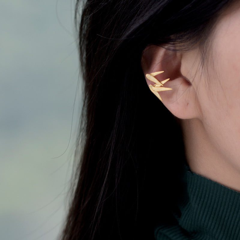 Bamboo Leaf Ear Cuff – Sterling Silver / Gold Vermeil