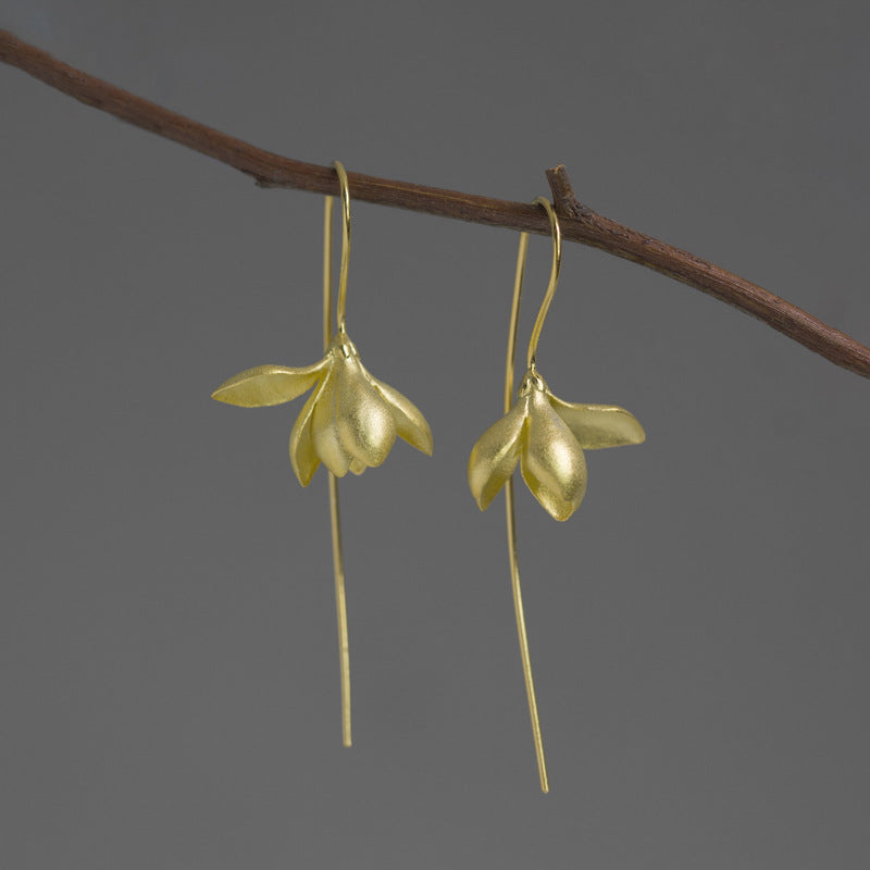 Magnolia Blossom Earrings – Sterling Silver / Gold Vermeil