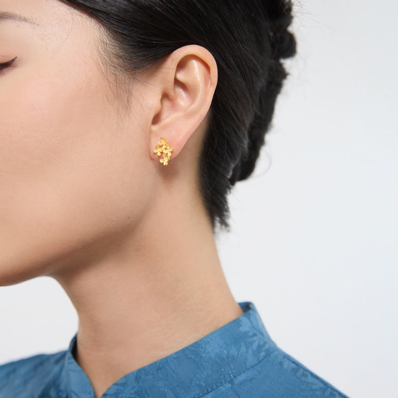 Osmanthus Bloom Stud Earrings – Sterling Silver / Gold Vermeil