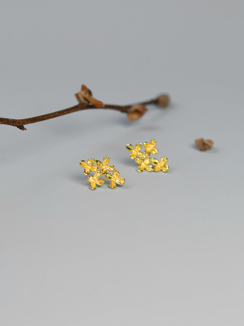 Osmanthus Bloom Stud Earrings – Sterling Silver / Gold Vermeil