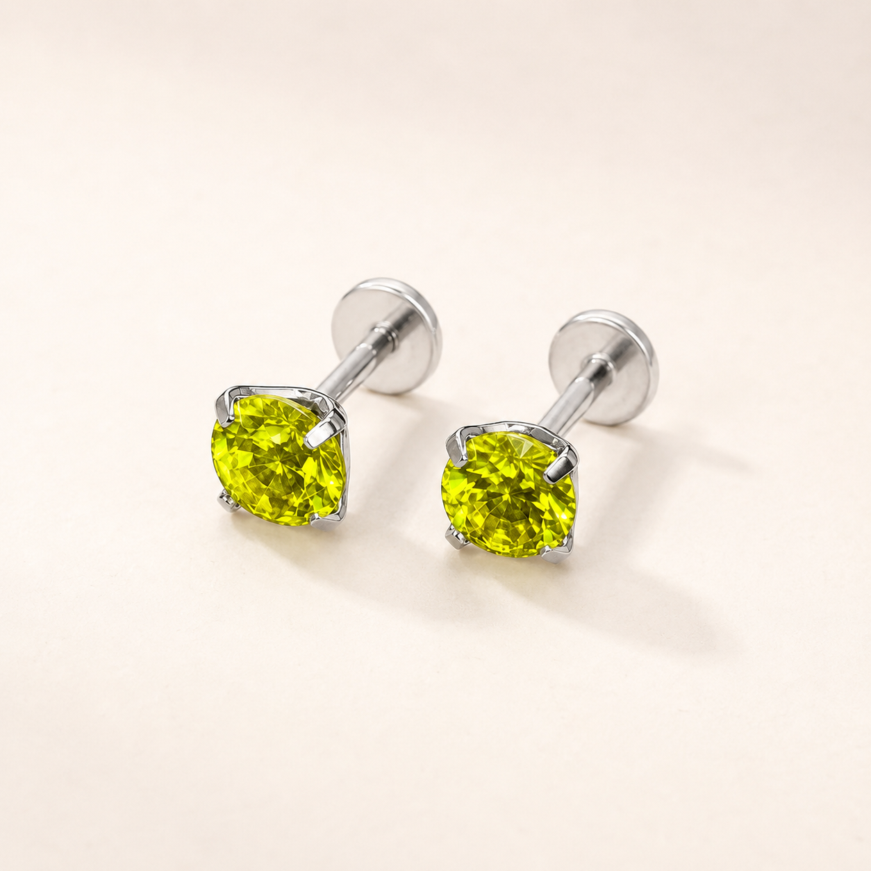 YAG Fluorescent Titanium Flat Back Earrings