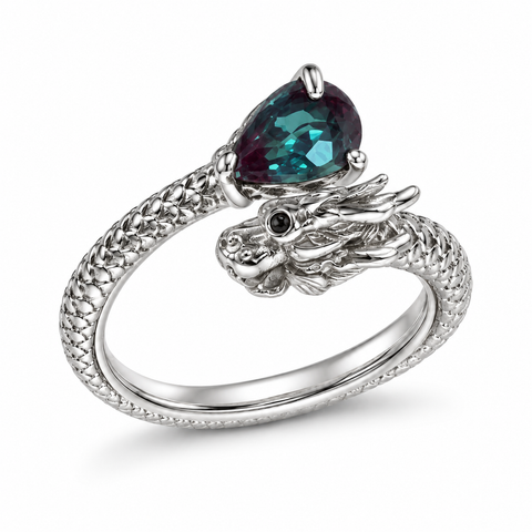 Wyrmcoil Lab-Grown Alexandrite Ring