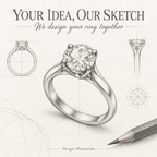 Your Idea, Our Sketch — collaborative custom ring design, pencil service illustration.