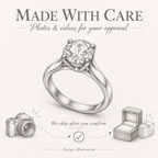Made With Care — photos and videos for approval, shipping after confirmation; pencil service illustration.