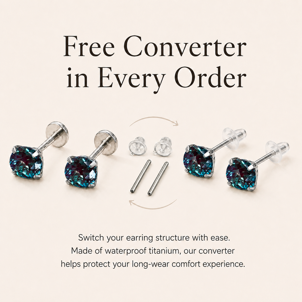 Lab-Grown Alexandrite Titanium Flat Back Earrings