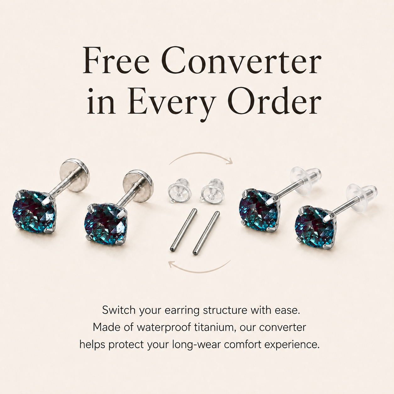 Lab-Grown Alexandrite Titanium Flat Back Earrings