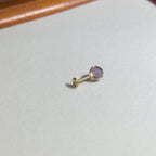 Titanium Deep Purple Crystal Globe Flat Back Stud Earrings