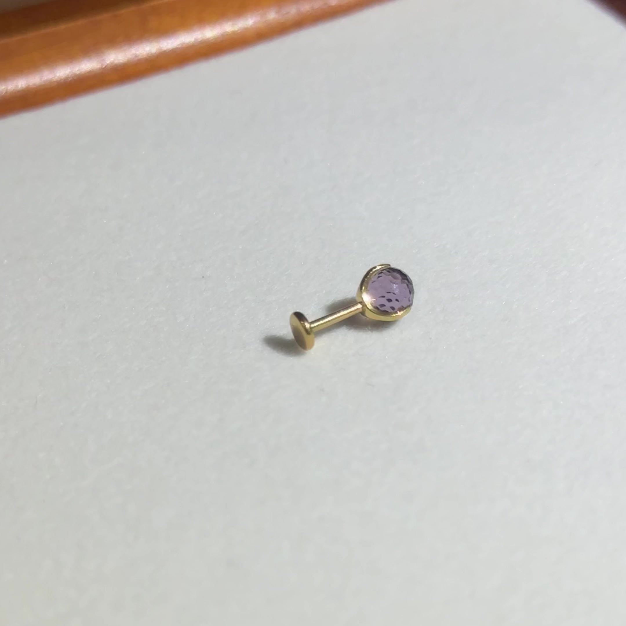 Titanium Deep Purple Crystal Globe Flat Back Stud Earrings
