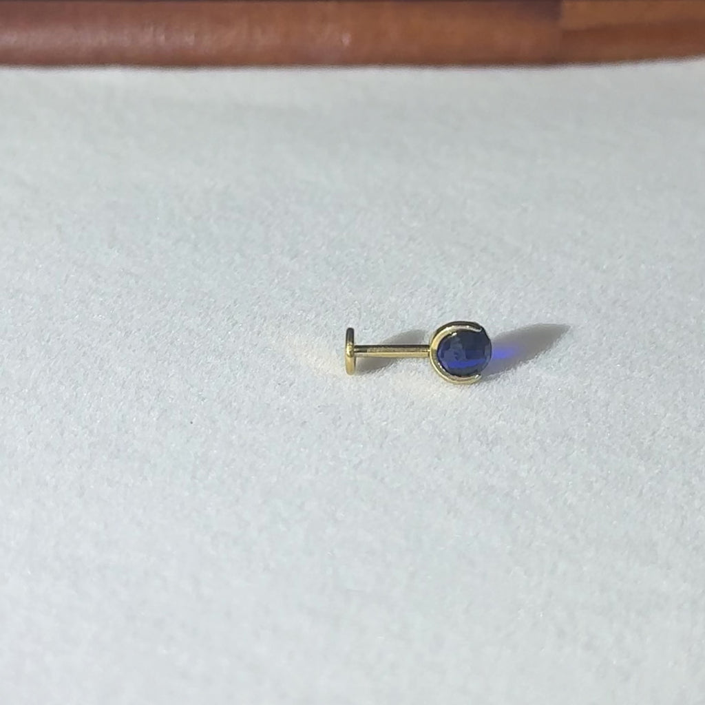 Titanium Sapphire Blue Crystal Globe Flat Back Stud Earrings