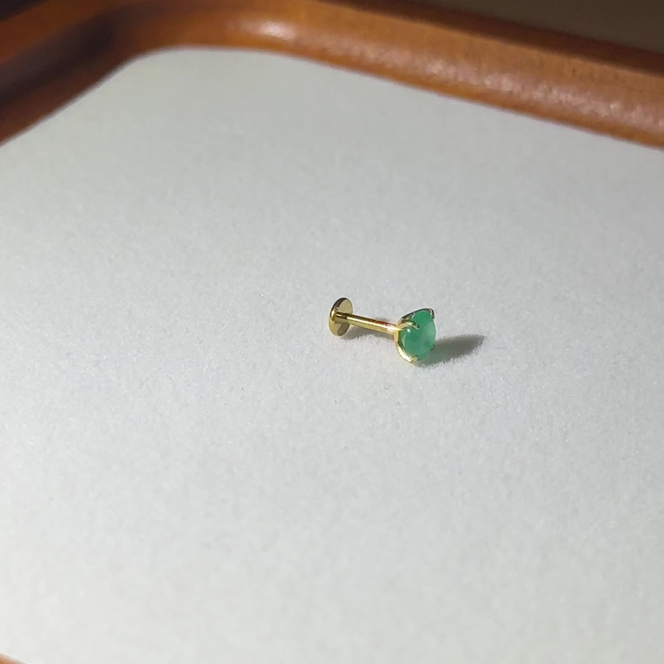 Titanium Green Agate Flat Back Stud Earrings