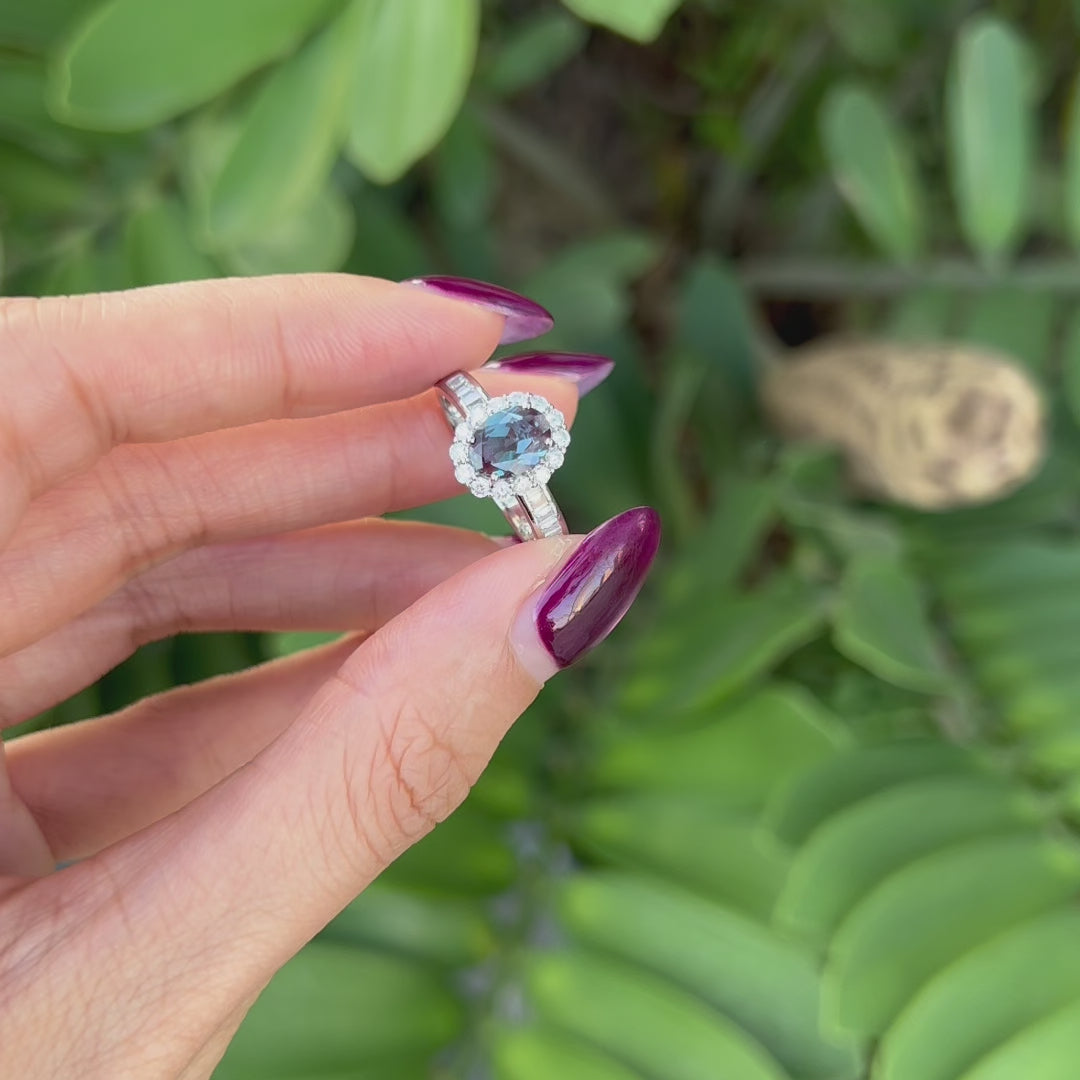 Regent Halo Lab-Grown Alexandrite Ring