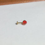 Titanium Red Crystal Globe Flat Back Stud Earrings