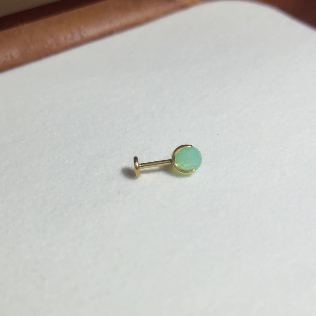 Titanium Opal Light Green Crystal Globe Flat Back Stud Earrings