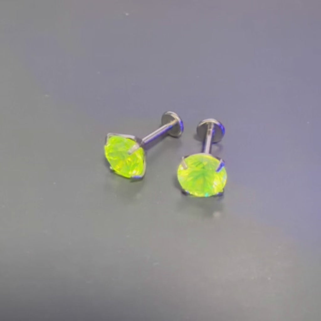 LuAG Fluorescent Titanium Flat Back Earrings