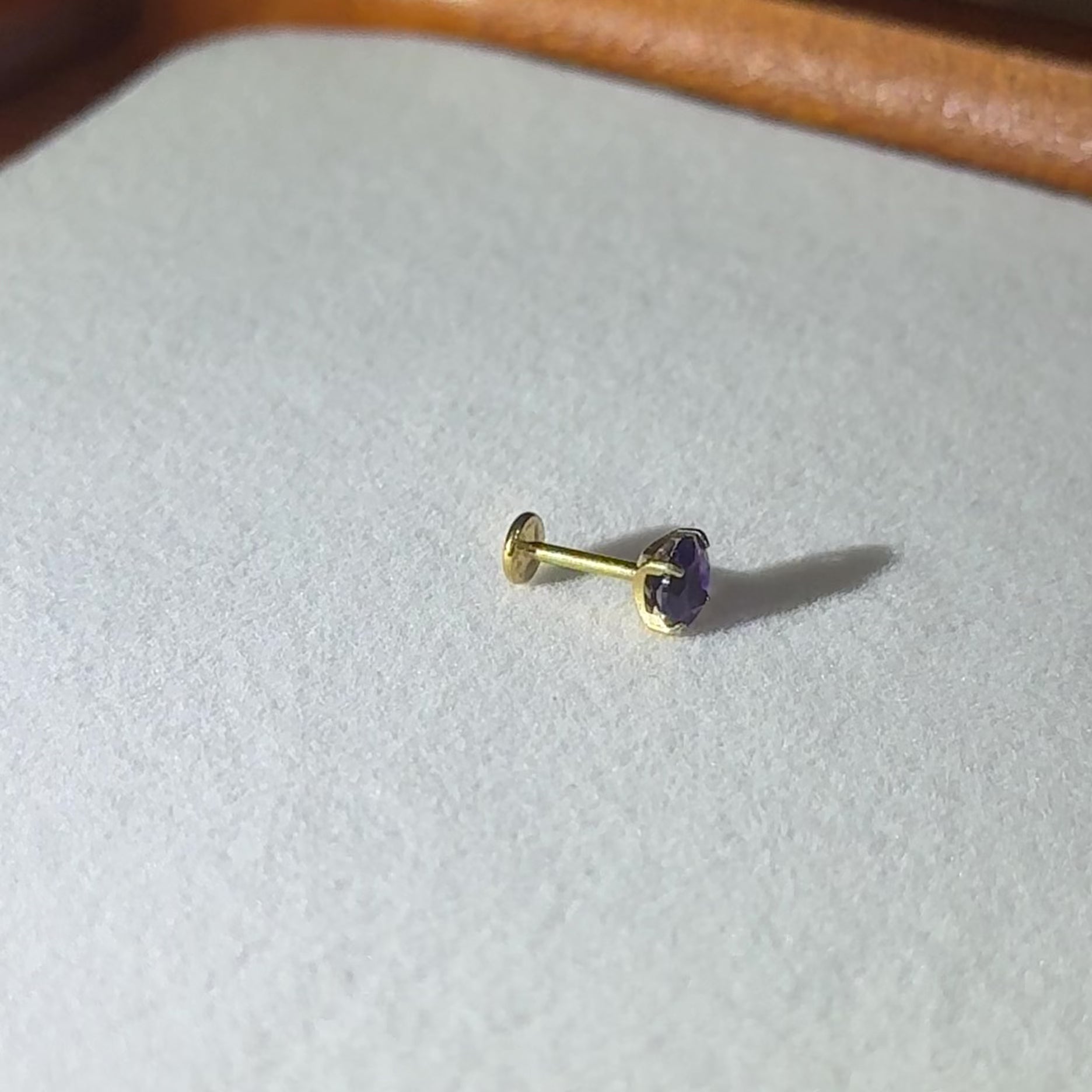 Titanium Amethyst Flat Back Stud Earrings