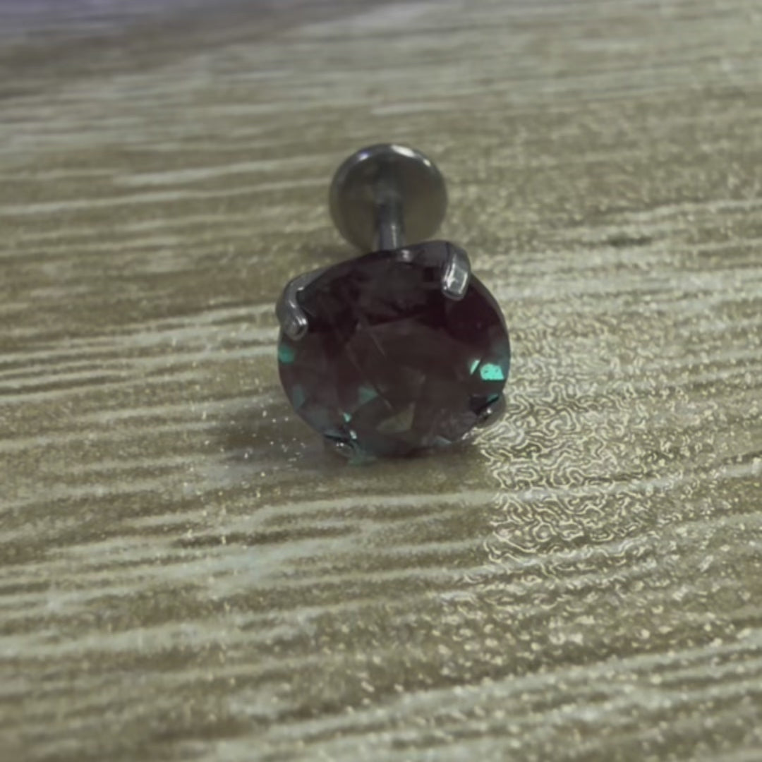Lab-Grown Alexandrite Titanium Flat Back Earrings