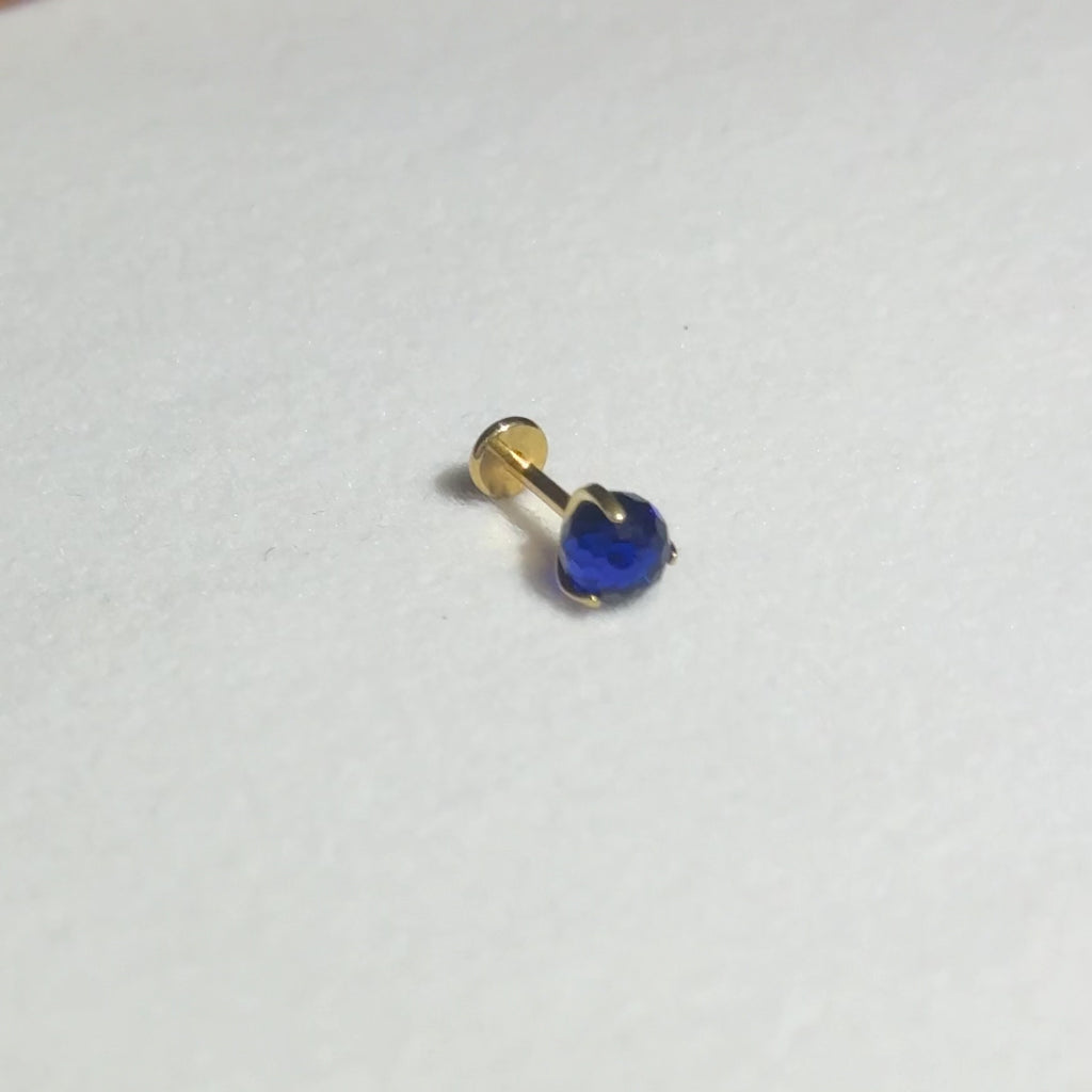 Titanium Sapphire Blue Crystal Globe Flat Back Stud Earrings