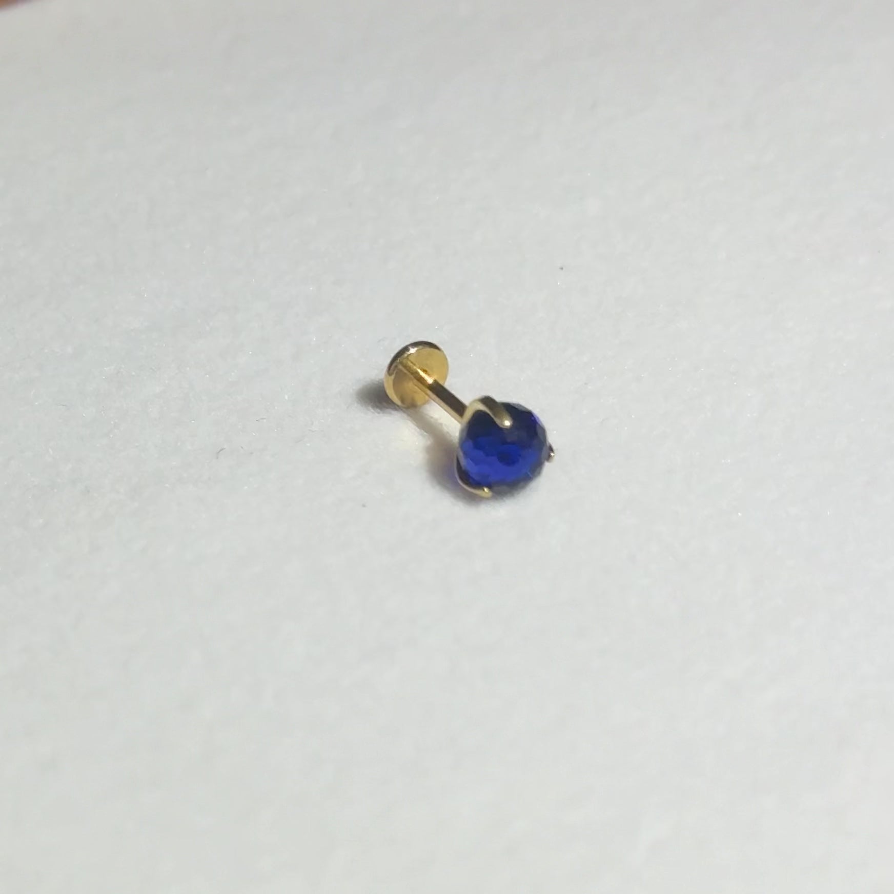 Titanium Sapphire Blue Crystal Globe Flat Back Stud Earrings