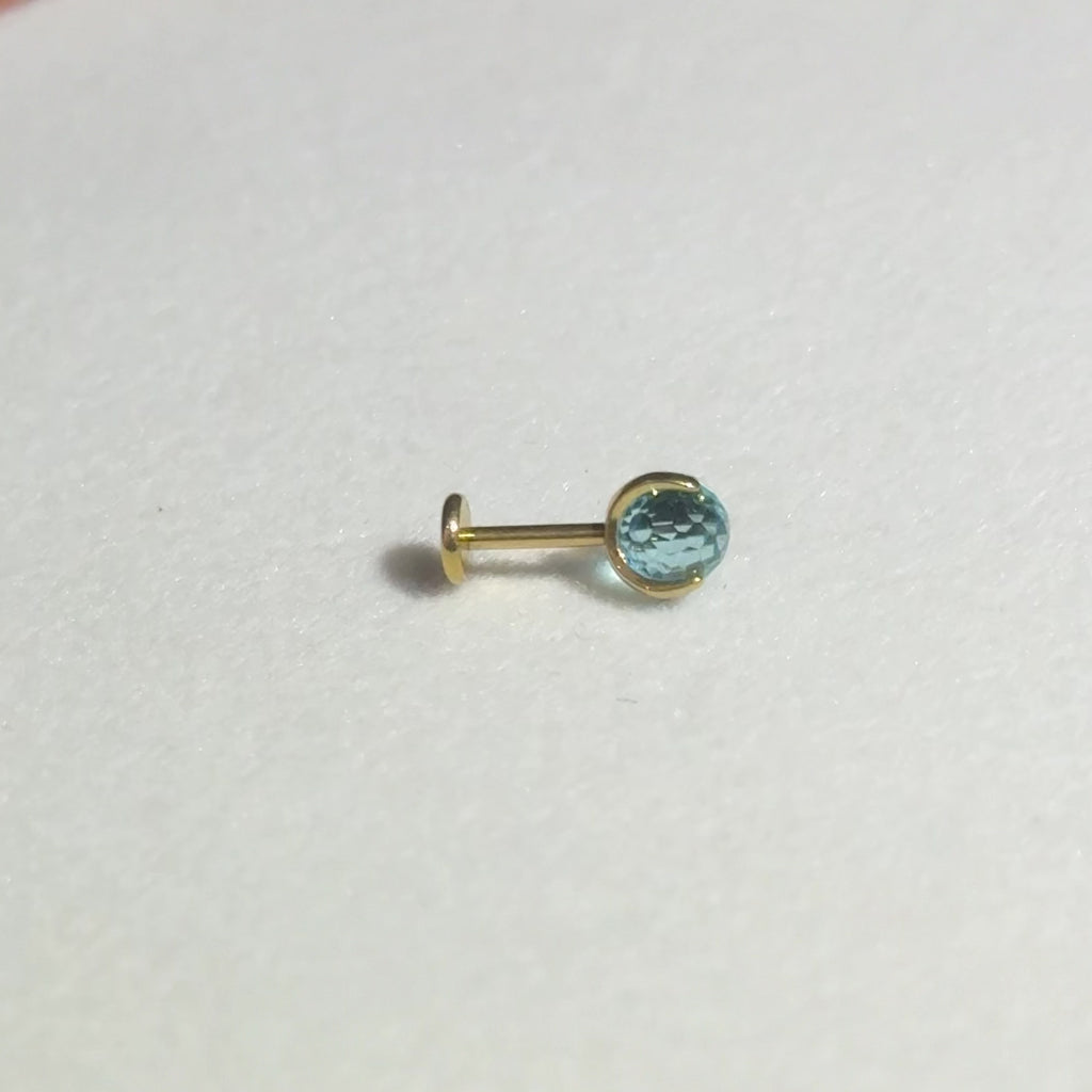 Titanium Light Blue Crystal Globe Flat Back Stud Earrings