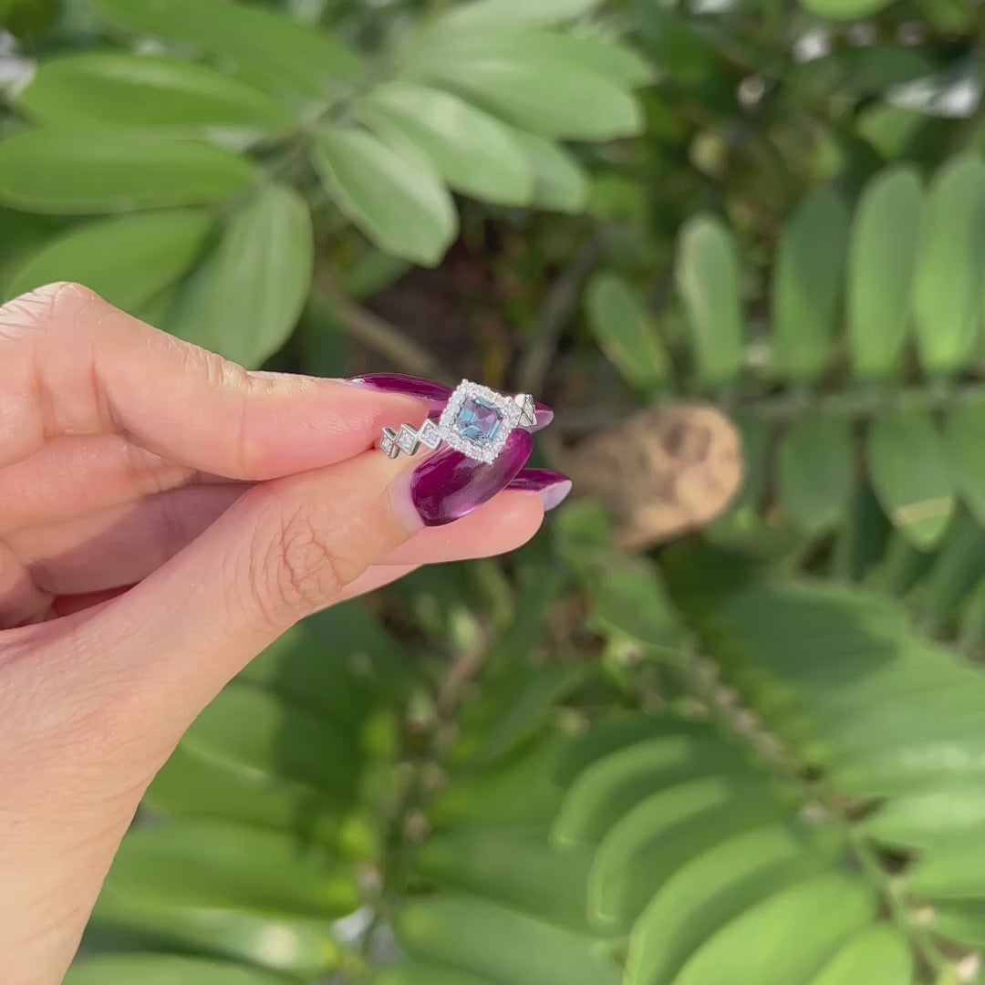 Woven Halo Lab-Grown Alexandrite Ring