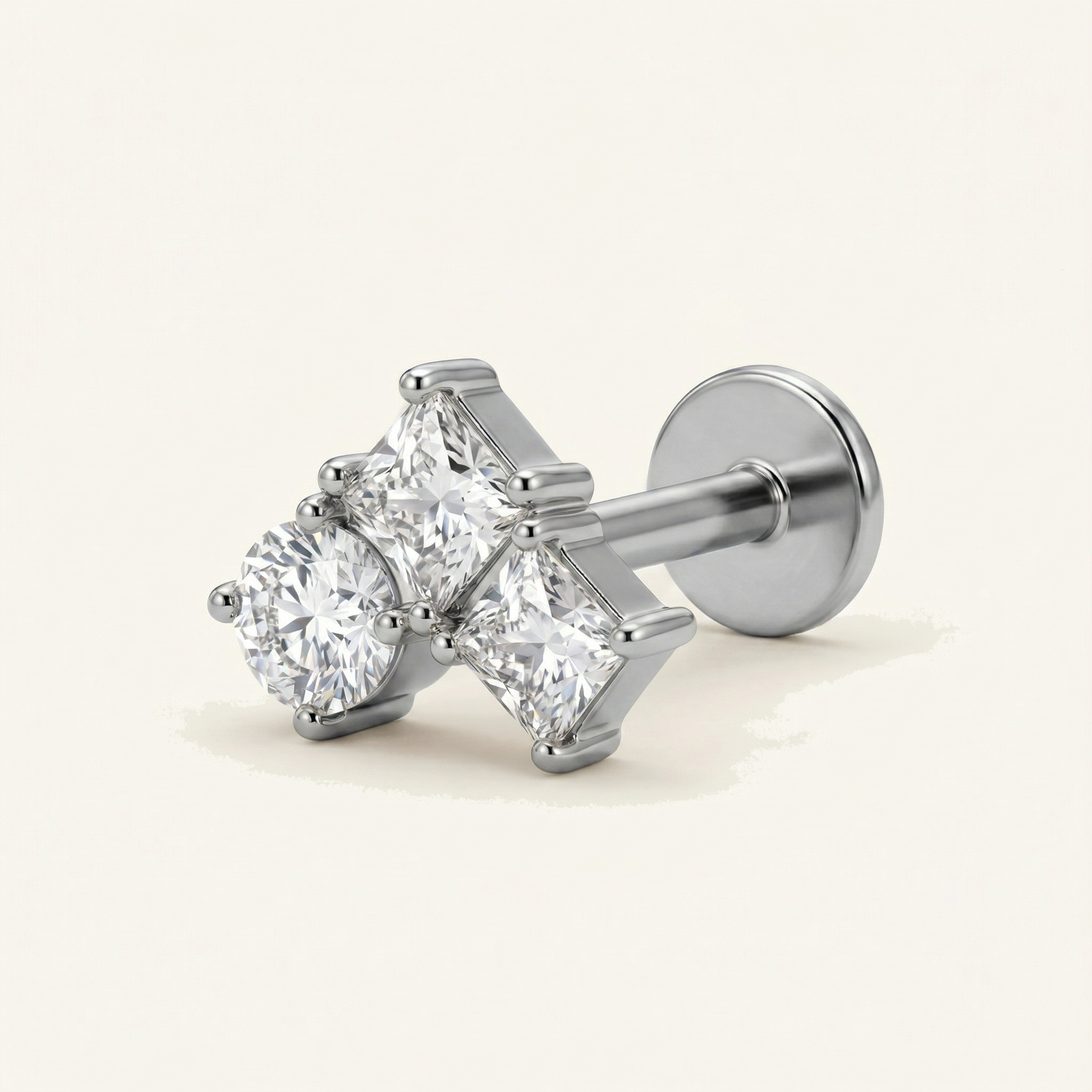 Crystal Heart Titanium Stud Earrings - Silver