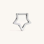 Open Star Titanium Hoop Earrings - Silver