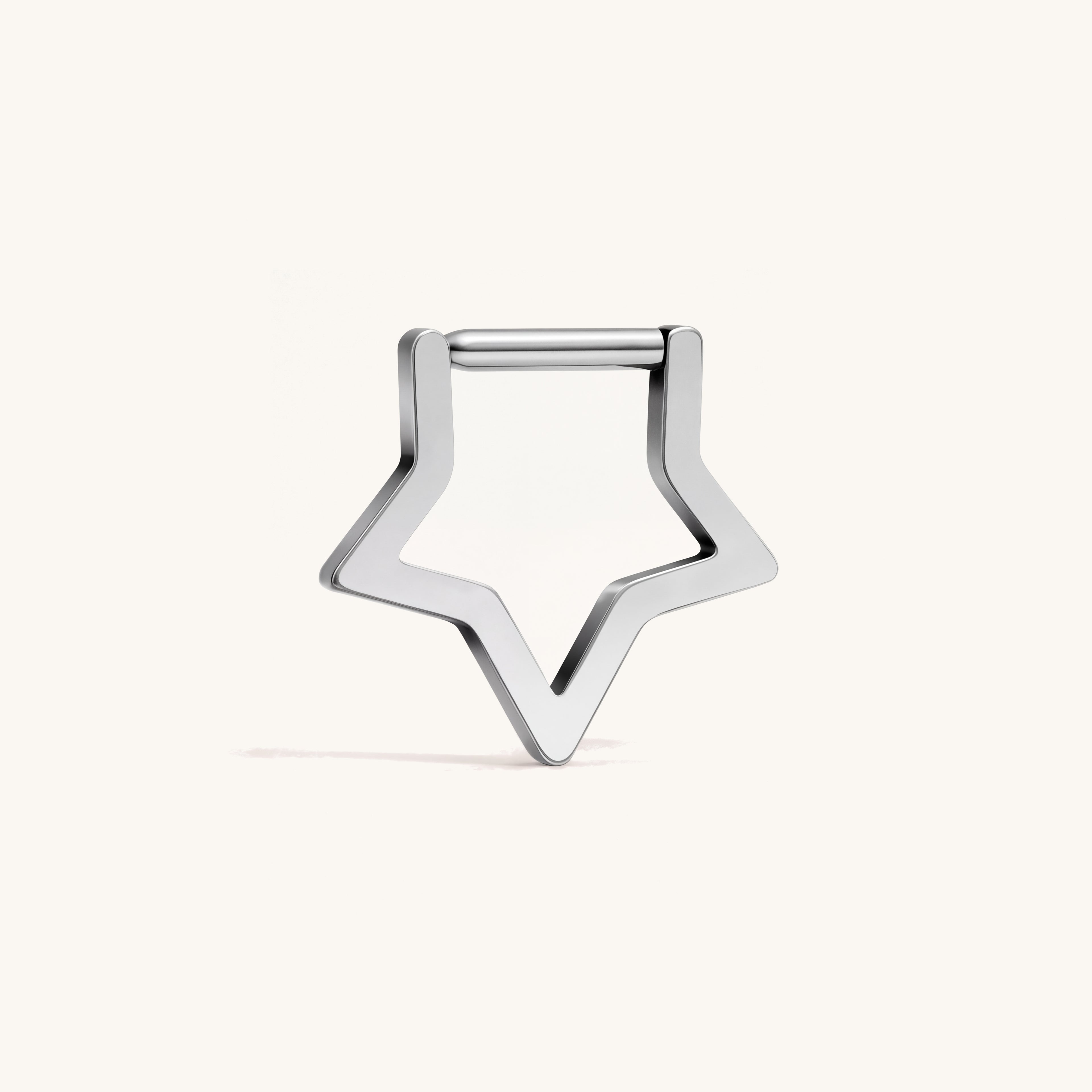 Open Star Titanium Hoop Earrings - Silver