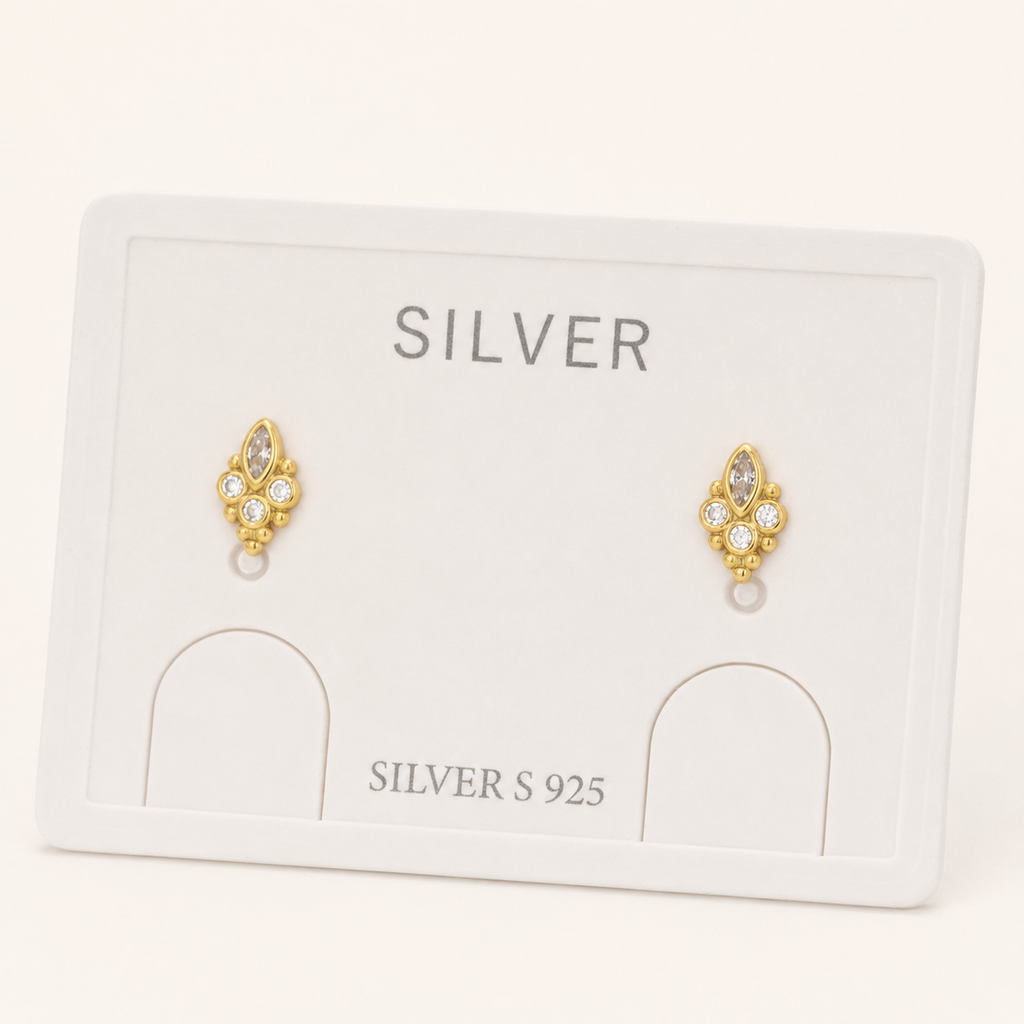 Sterling Silver Paw Print Stud Earrings detail view