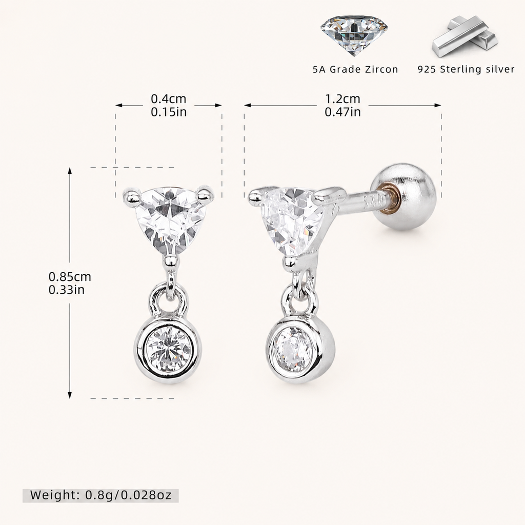 Sterling Silver Pave Zirconia Flat Back Earrings - Platinum