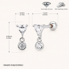 Sterling Silver Pave Zirconia Flat Back Earrings - Platinum