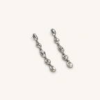 Sterling Silver Hammered Bead Drop Stud Earrings detail view