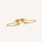 Sterling Silver Rhombus Zirconia Chain Drop Stud Earrings detail view
