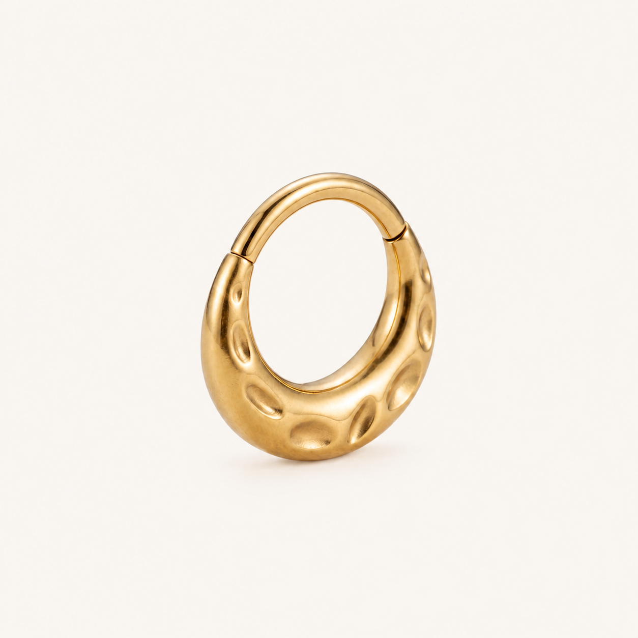 Bubble Texture Titanium Hoop Earrings - Gold