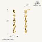 Sterling Silver Hammered Bead Drop Stud Earrings - Gold