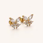 Sterling Silver Zirconia Butterfly Flat Back Earrings detail
