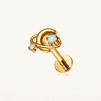 Opal Orbit Titanium Flat Back Earring - Gold