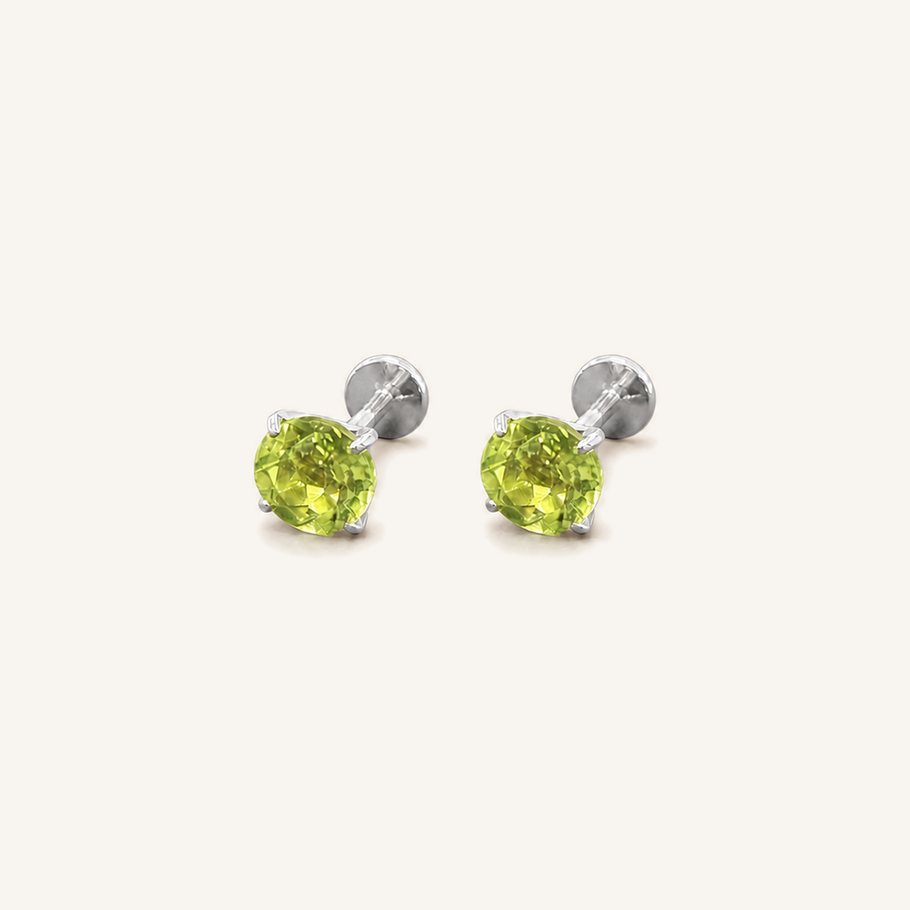 Titanium Peridot Flat Back Stud Earrings