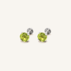 Titanium Peridot Flat Back Stud Earrings